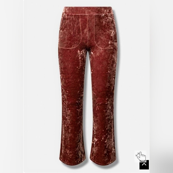 Torrid Full-Length Crushed Velvet Pocket Flare leg pant Womens Plus Size 0/M/12 - Picture 2 of 3